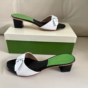 Kate Spade White Nappa Leather Mules, Size 9 M